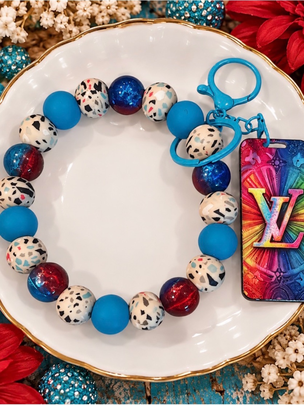 Handcrafted Beaded Wristlet Keychain With Inspired Charm